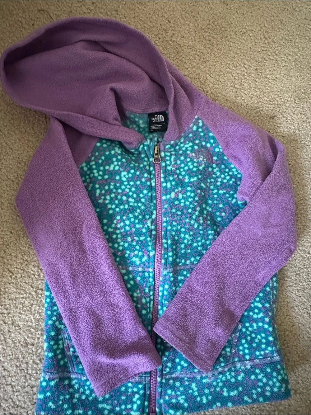 The North Face Toddler Purple & Teal Hooded Fleece Jacket